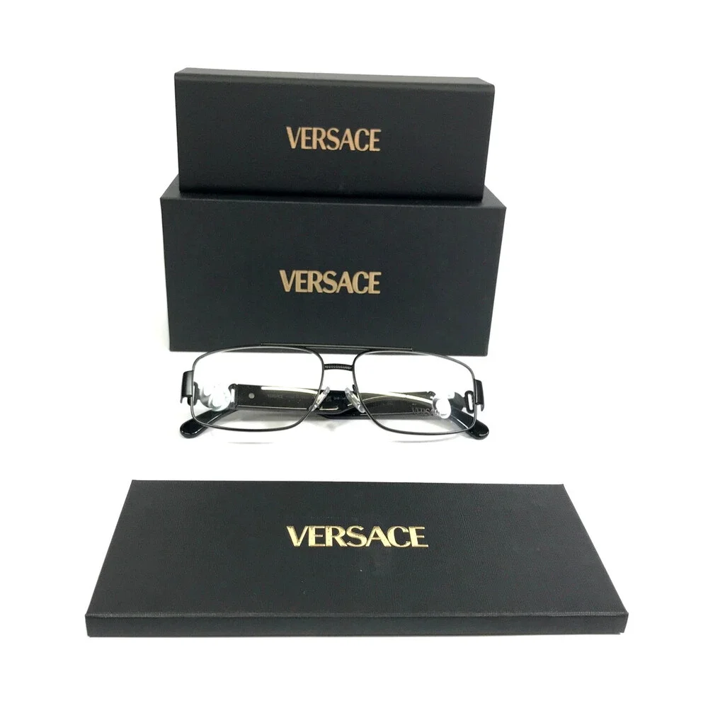 Versace Eyeglasses Frames MOD.1317 1436 Matte Black Rectangle Full Rim 58-14-145